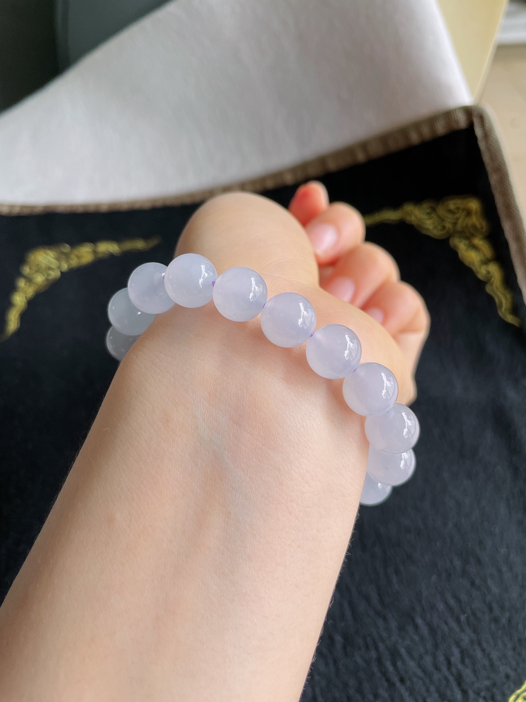 ️，缅甸天然翡翠A货，冰淡紫手串，尺寸：10mm。【编4183】