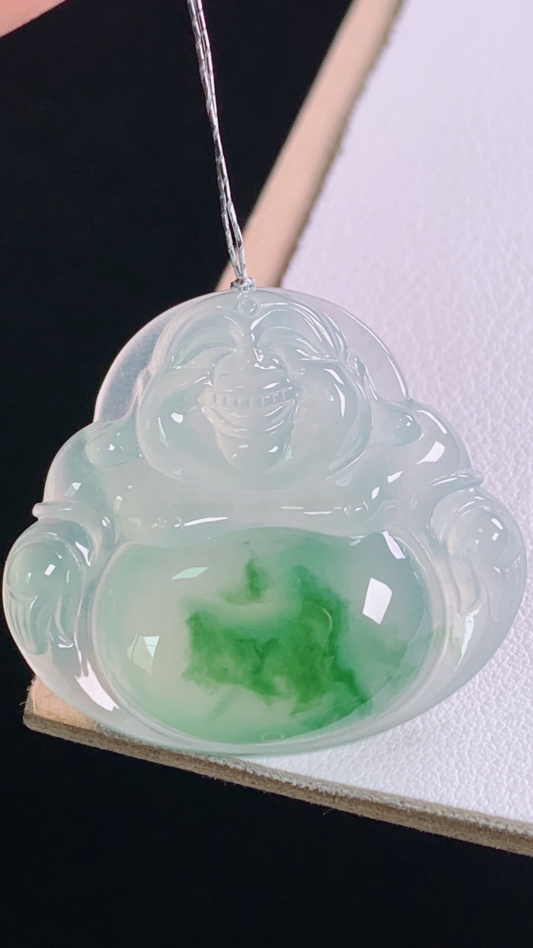 ️高品质飘绿佛公种水，绿花灵动，无裂尺寸:30.3-33.7-5.7mm 5