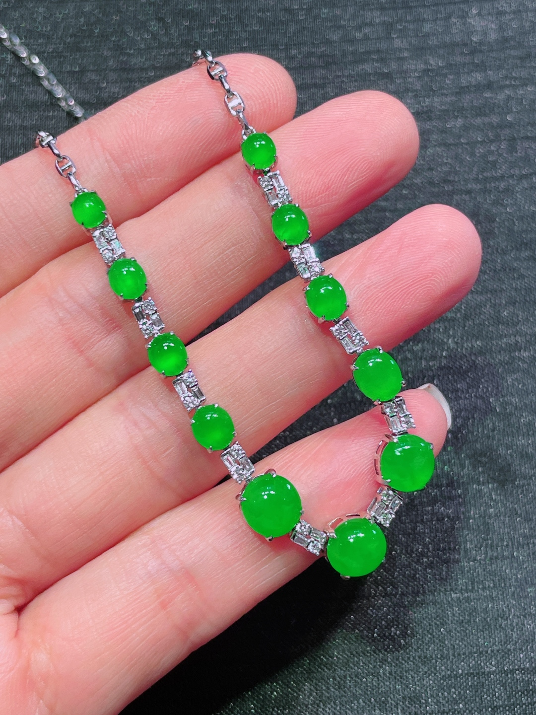 ️高冰绿蛋面项链，晶莹剔透，新颖时尚，5