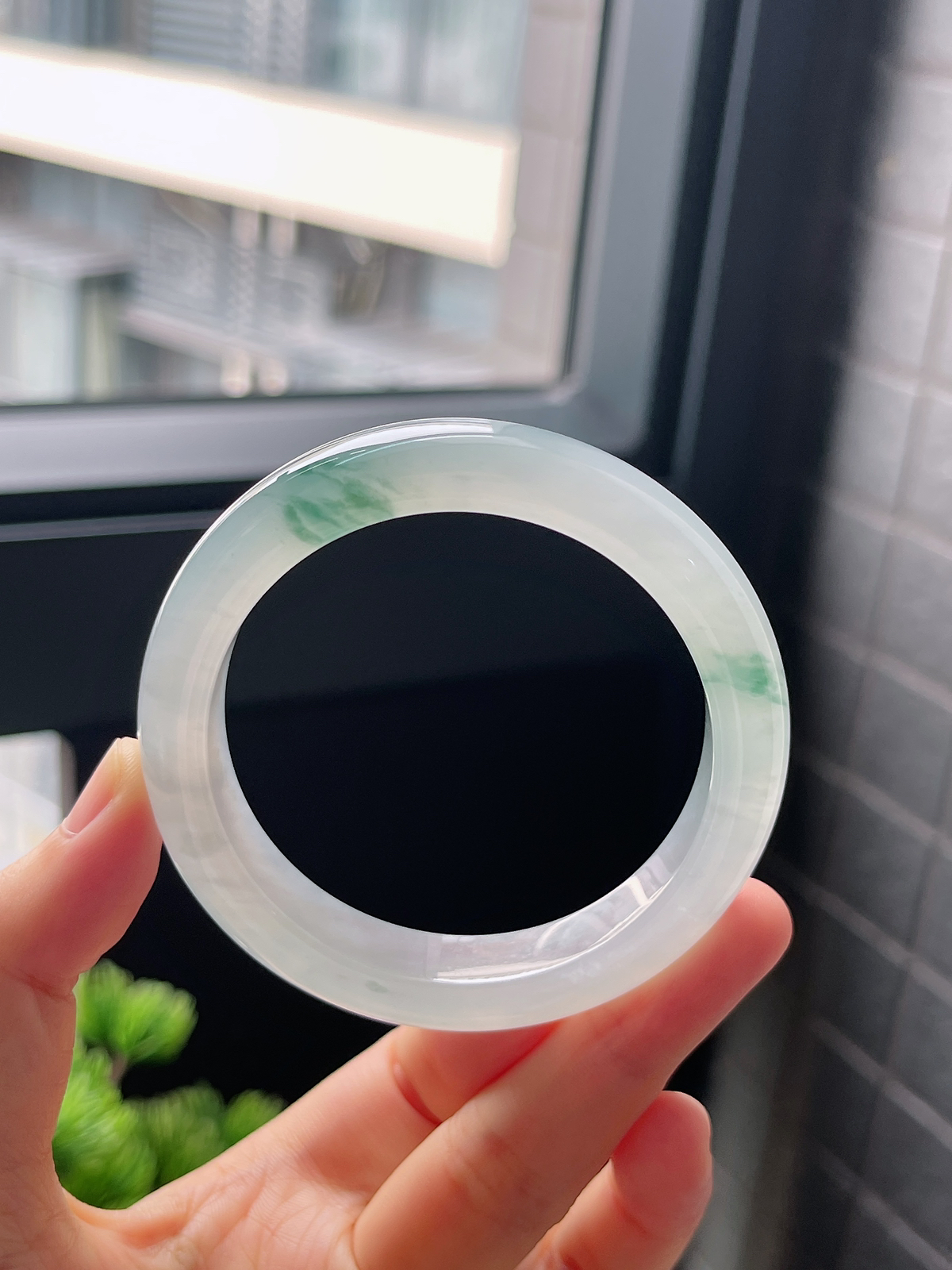 圈口52.8，冰种飘花翡翠正圈手镯