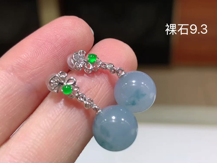18K 冰紫飘花转运珠耳坠 无裂,尺寸，9.3