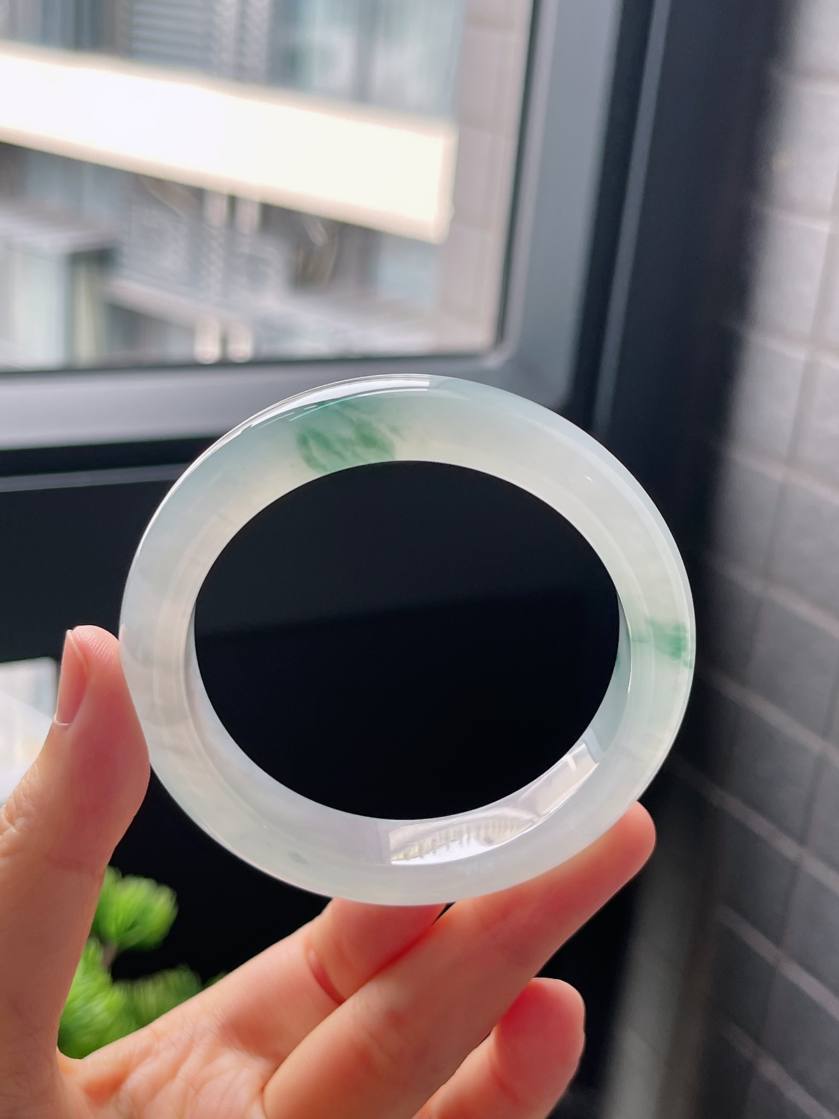 圈口52.8，冰种飘花翡翠正圈手镯