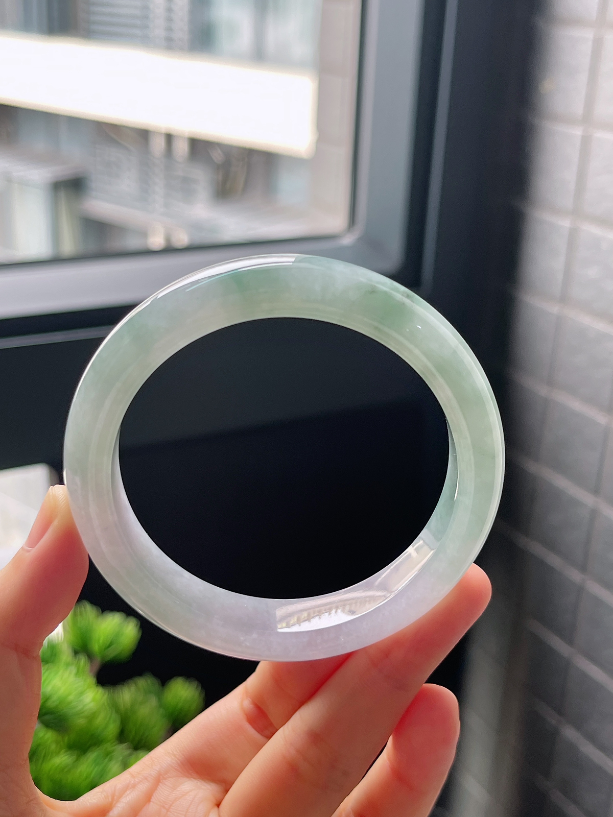 圈口56.5，冰糯种飘花翡翠正圈手镯