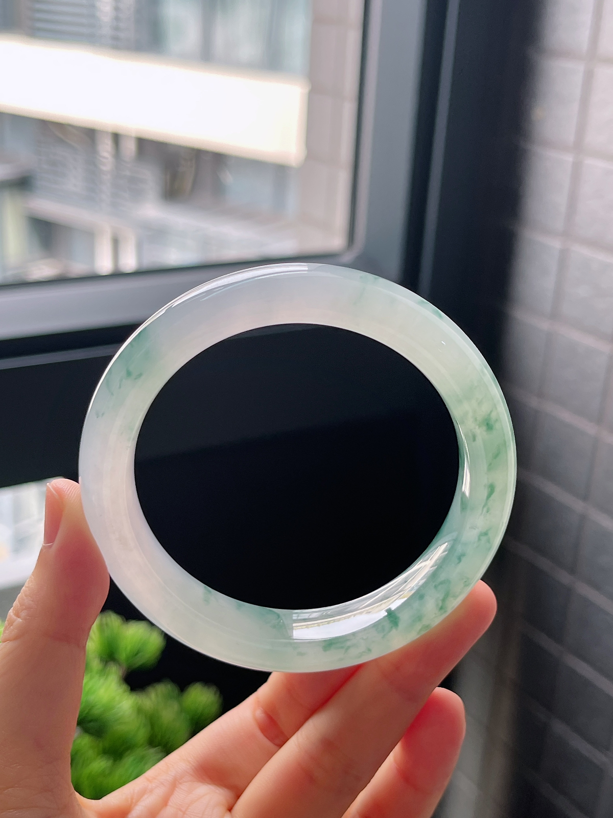 圈口57.8，冰种飘花翡翠正圈手镯