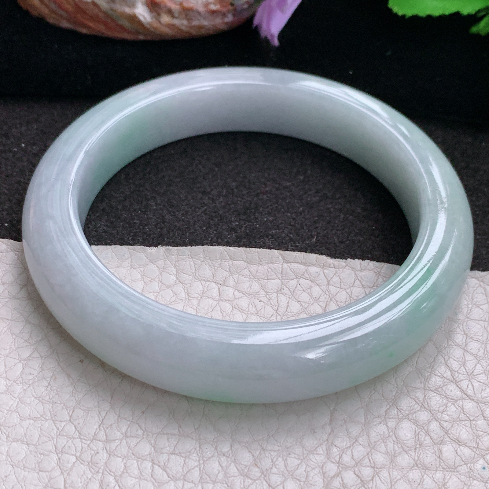 jx大圈口62*13*10.5平安镯 缅甸翡翠a货玉手镯水润飘绿正圈玉手环