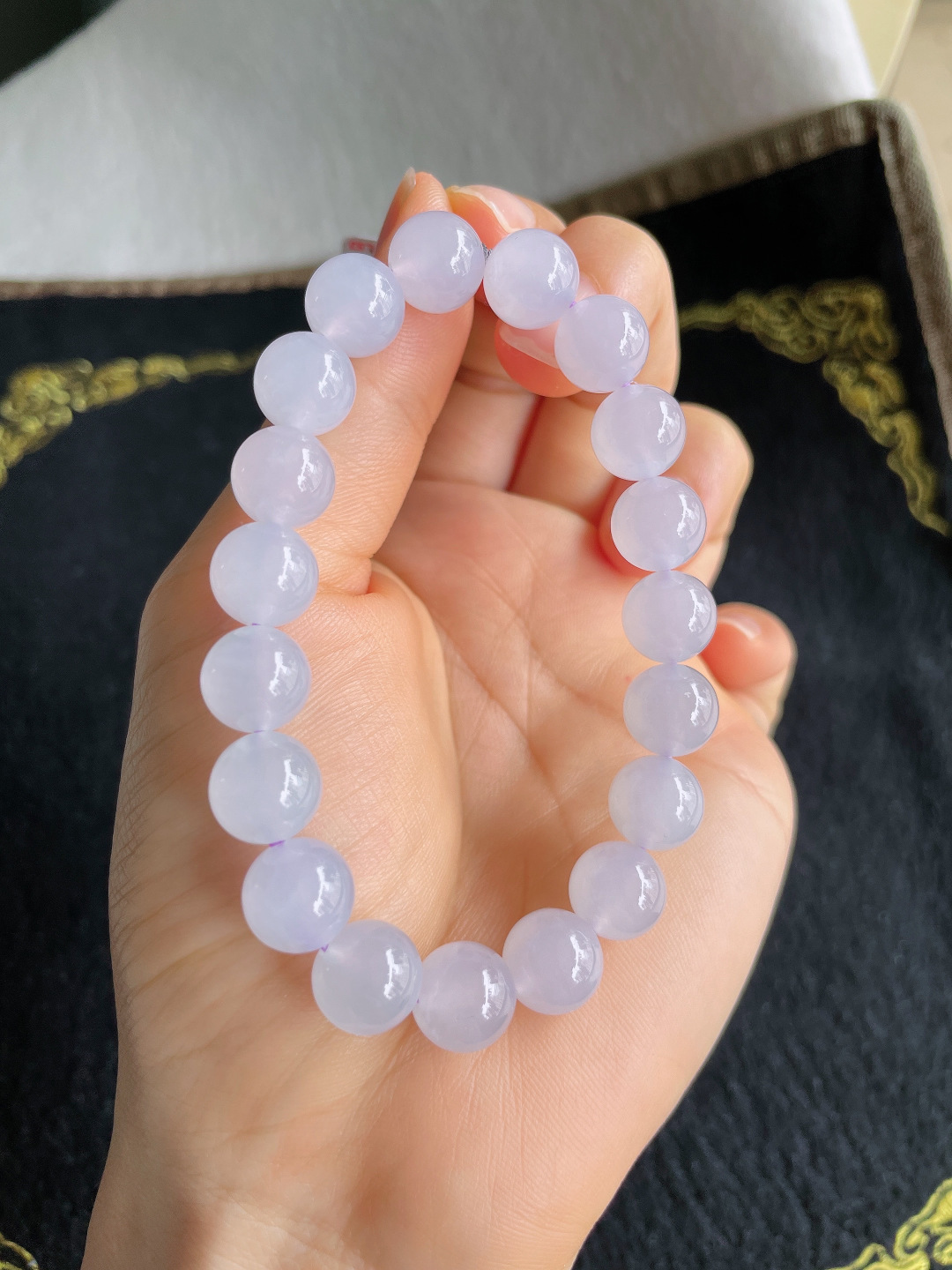 ️，缅甸天然翡翠A货，冰淡紫手串，尺寸：10mm。【编4183】