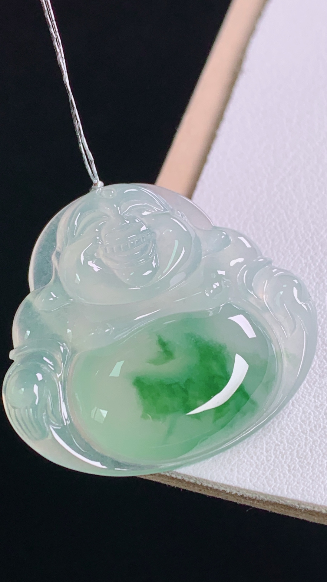 ️高品质飘绿佛公种水，绿花灵动，无裂尺寸:30.3-33.7-5.7mm 5