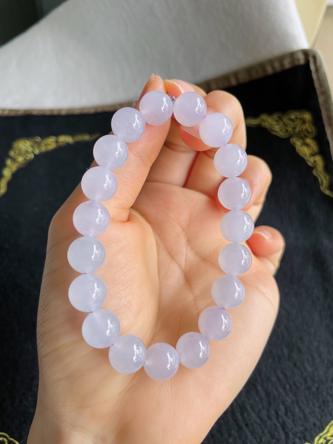 ️，缅甸天然翡翠A货，冰淡紫手串，尺寸：10mm。【编4183】
