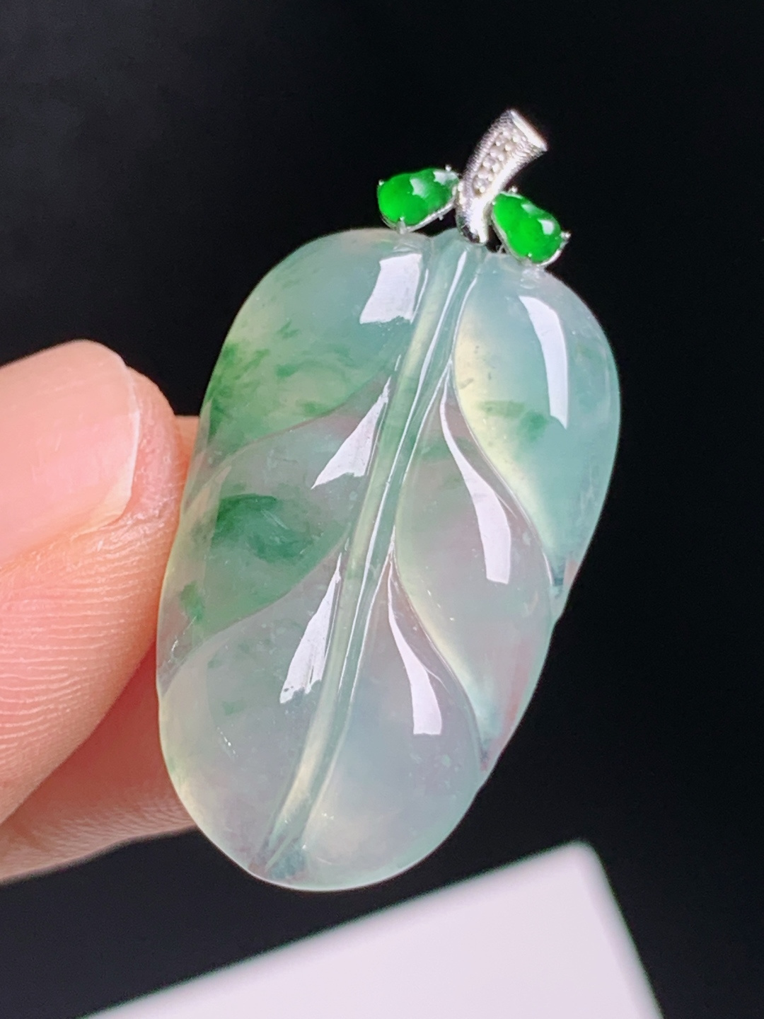 飘花树叶吊坠，冰透起光飘花灵动，金枝玉叶寓意佳