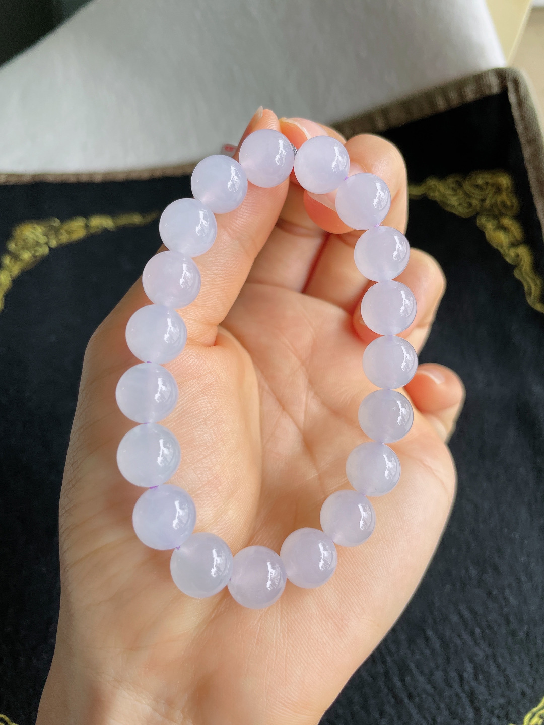 ️，缅甸天然翡翠A货，冰淡紫手串，尺寸：10mm。【编4183】
