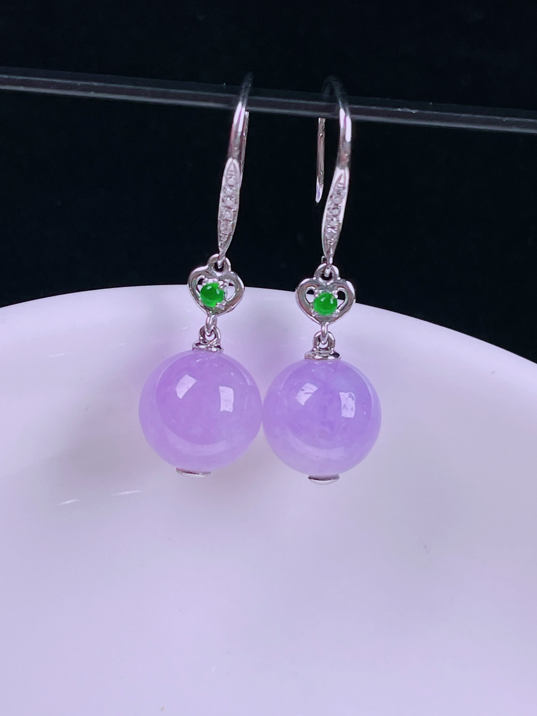 ️冰紫耳坠，老种起光 ，细底通透，尺寸：裸石8.5mm0707