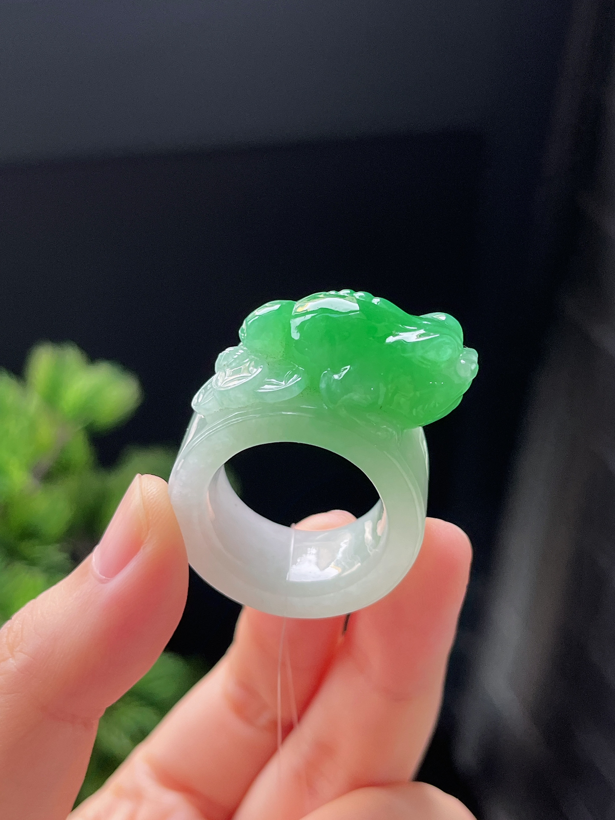 翡翠阳绿蟾蜍扳指