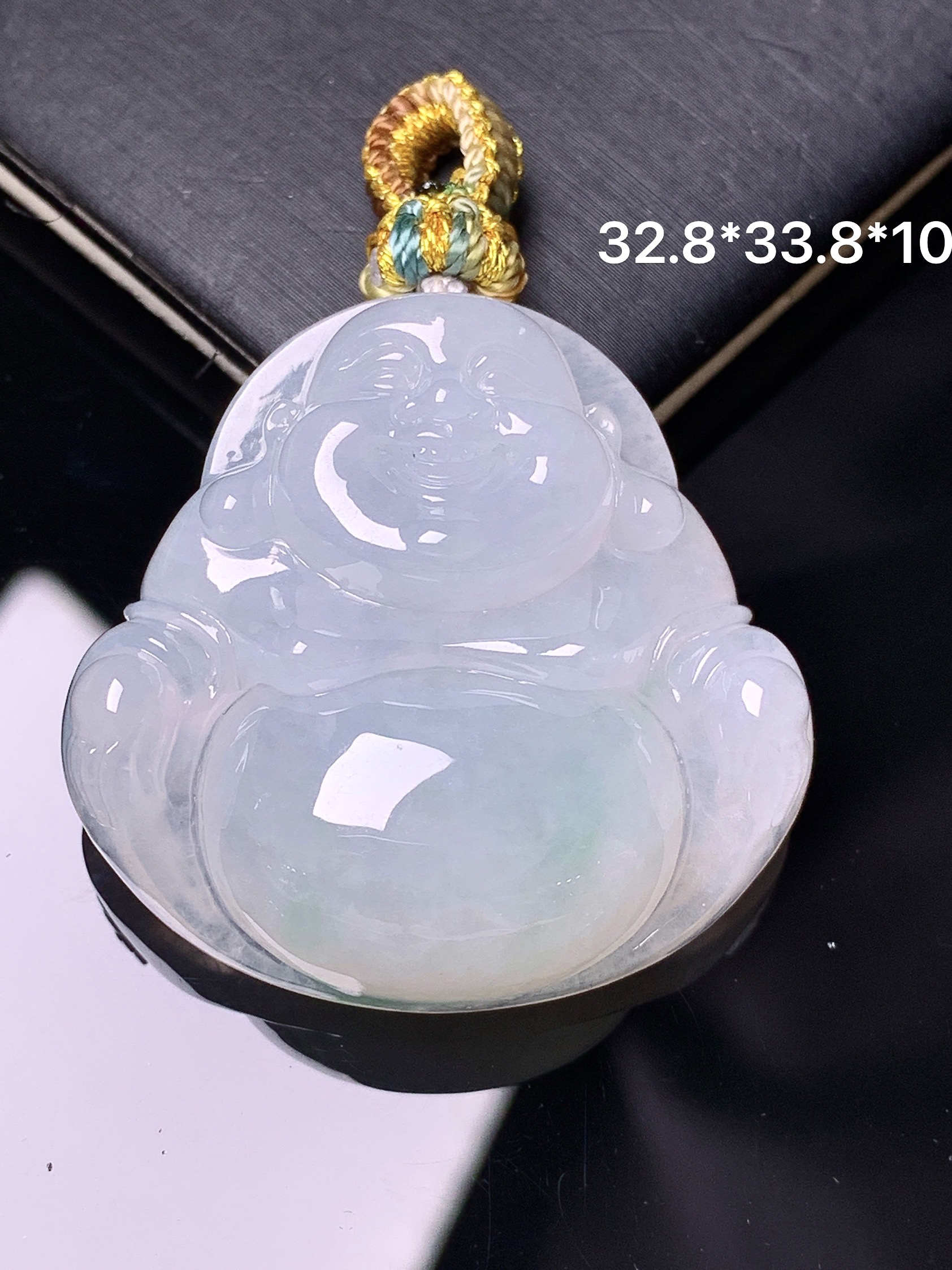 冰种佛公吊坠 玉质细腻 色泽艳丽清新 整体尺寸32.8*33.8*10 j1