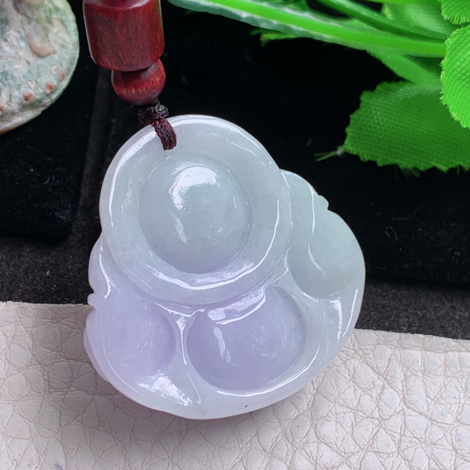 zen实拍35.8*35.5*12天然缅甸翡翠紫罗兰大佛公吊坠粉紫弥勒佛像