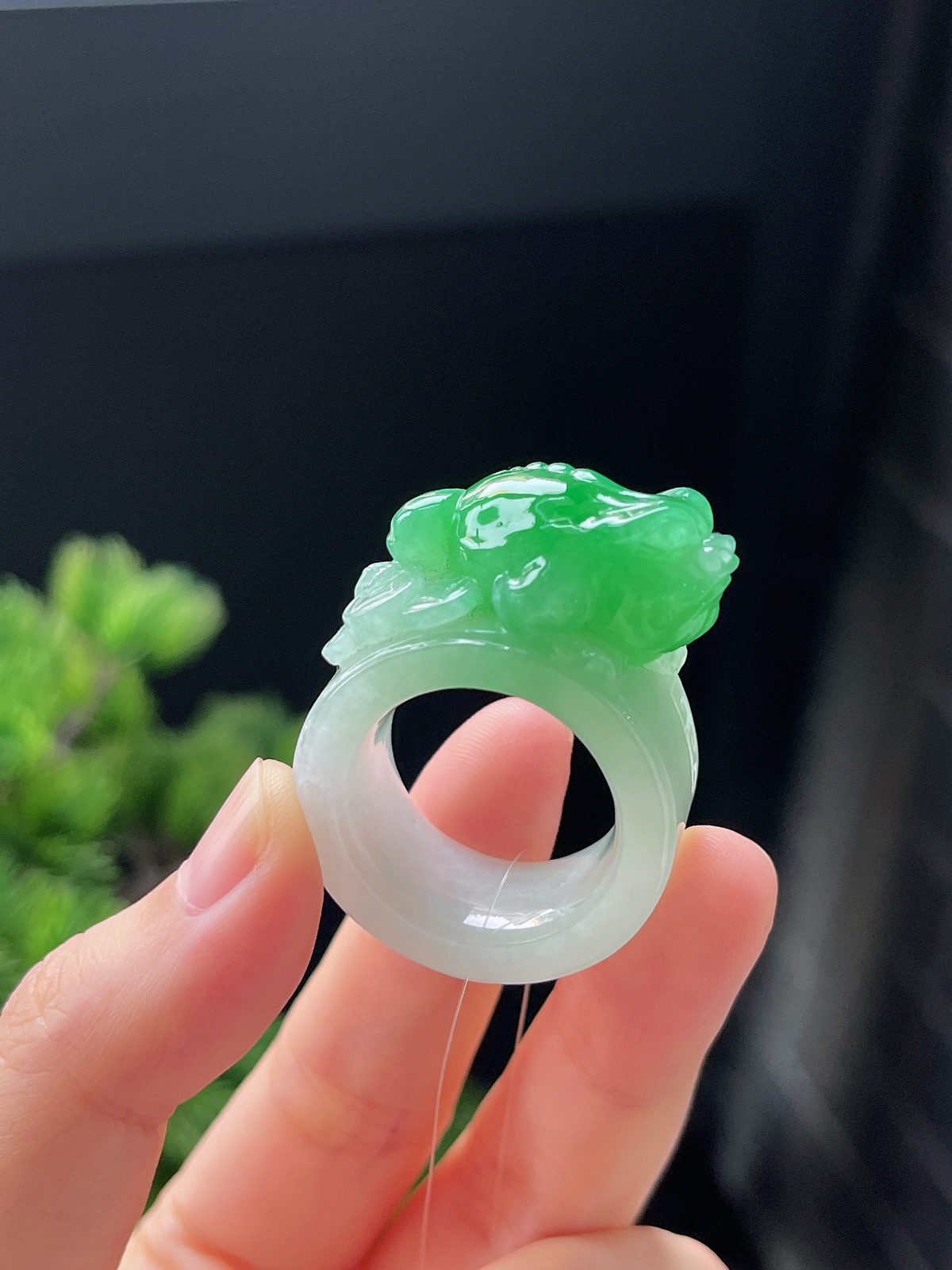 翡翠阳绿蟾蜍扳指