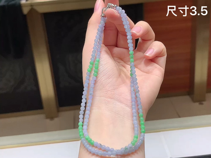 双彩珠链  尺寸，3.5