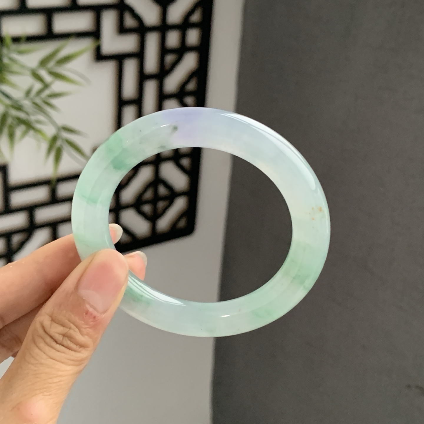 070732JM 春彩圆条翡翠手镯 54.2-10.1