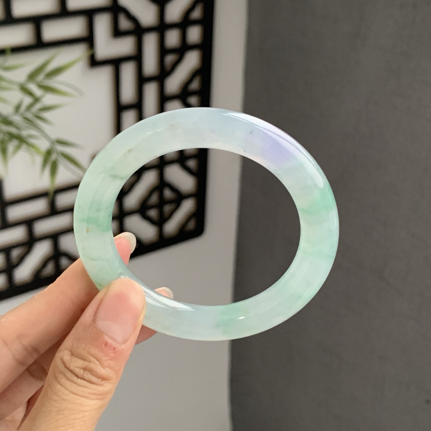 070732JM 春彩圆条翡翠手镯 54.2-10.1