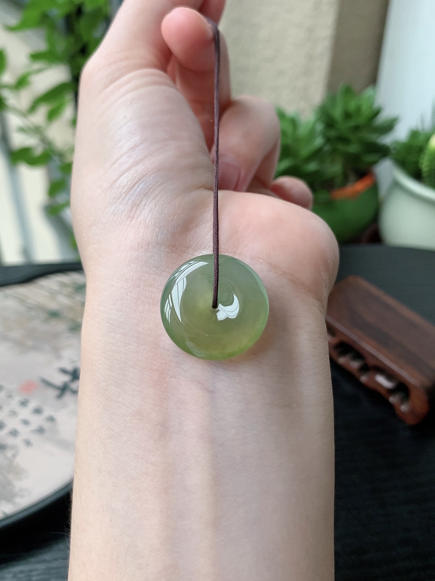 老坑冰种胶感飘黄翡平安扣吊坠 裸石尺寸:21.2-5.6mm