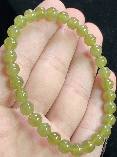 冰黄翡玉珠手串，尺寸5.8mm，Q08xtg