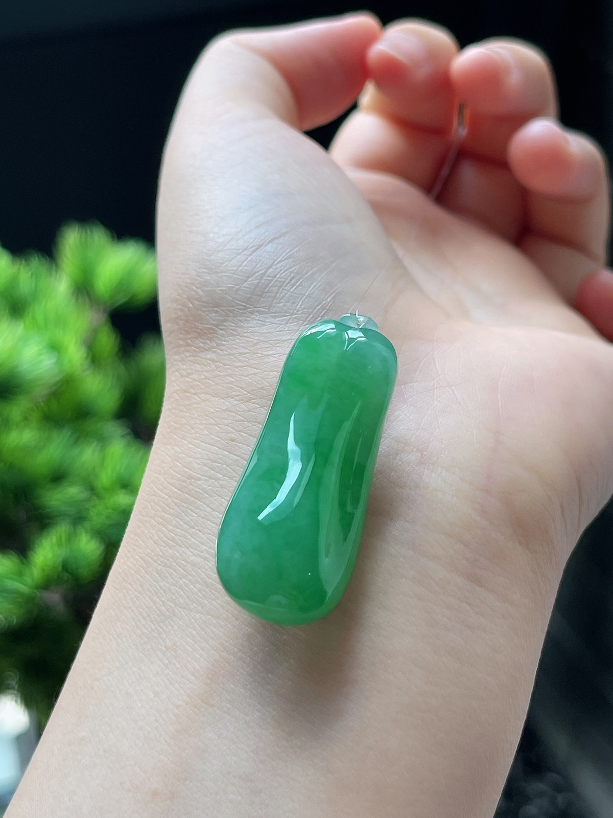 翡翠冰糯种绿色福瓜挂件