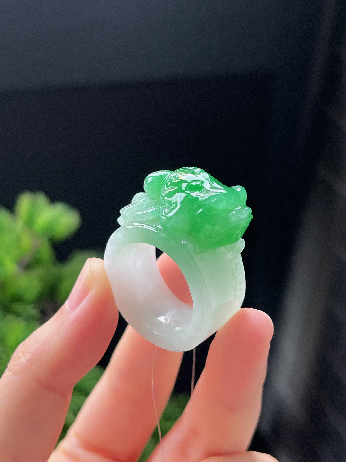 翡翠阳绿蟾蜍扳指