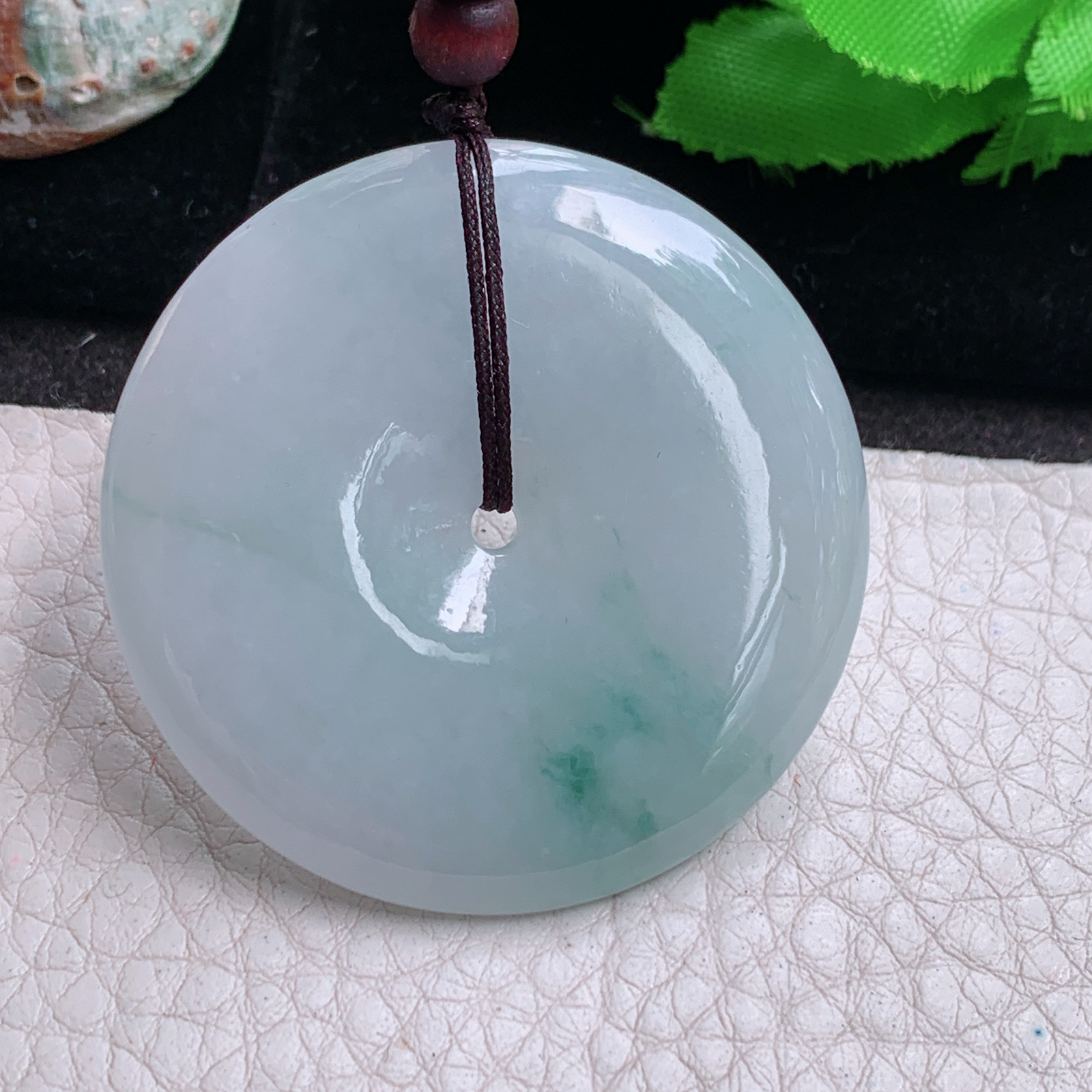 zen实拍45*6.5天然缅甸翡翠飘花大平安扣吊坠