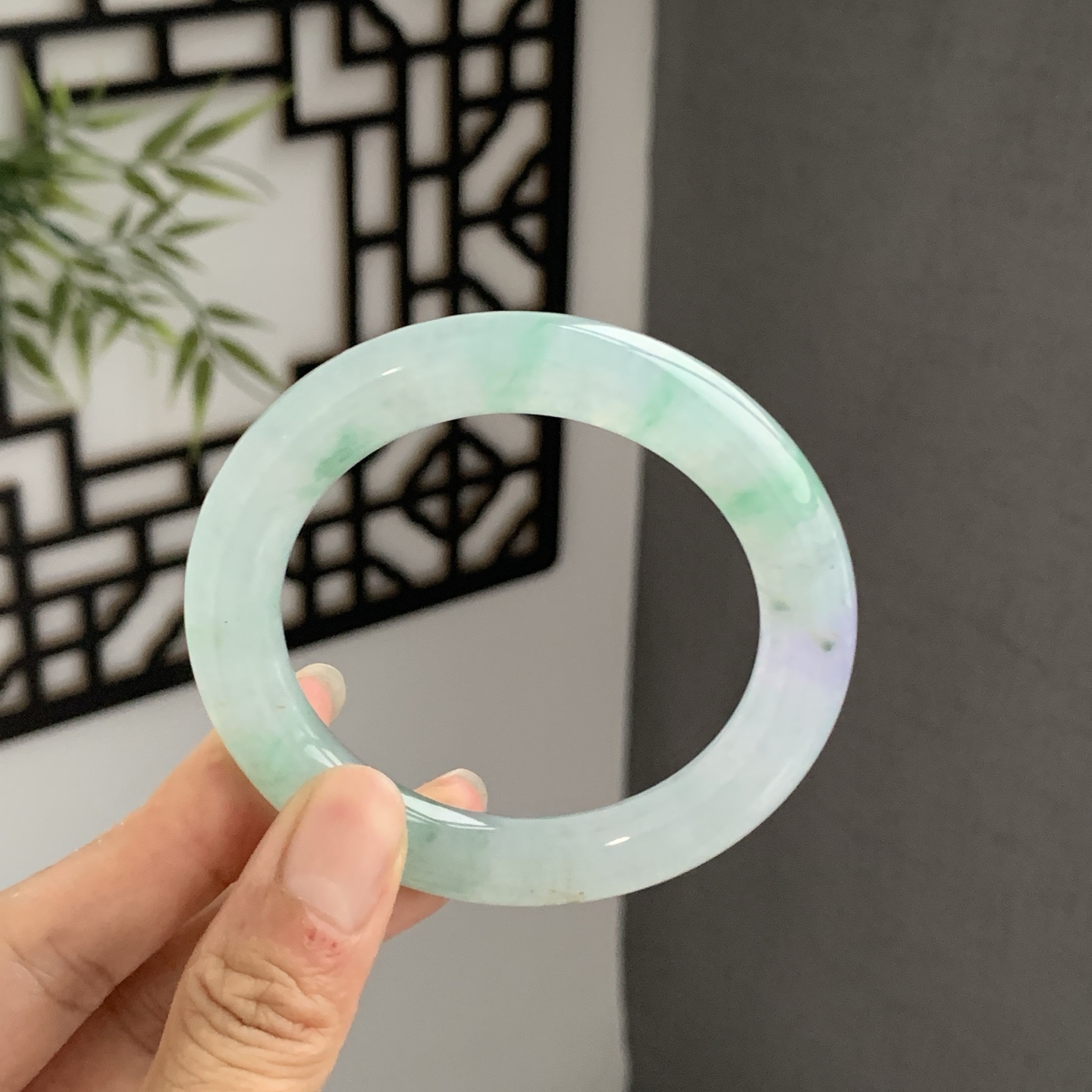 070732JM 春彩圆条翡翠手镯 54.2-10.1