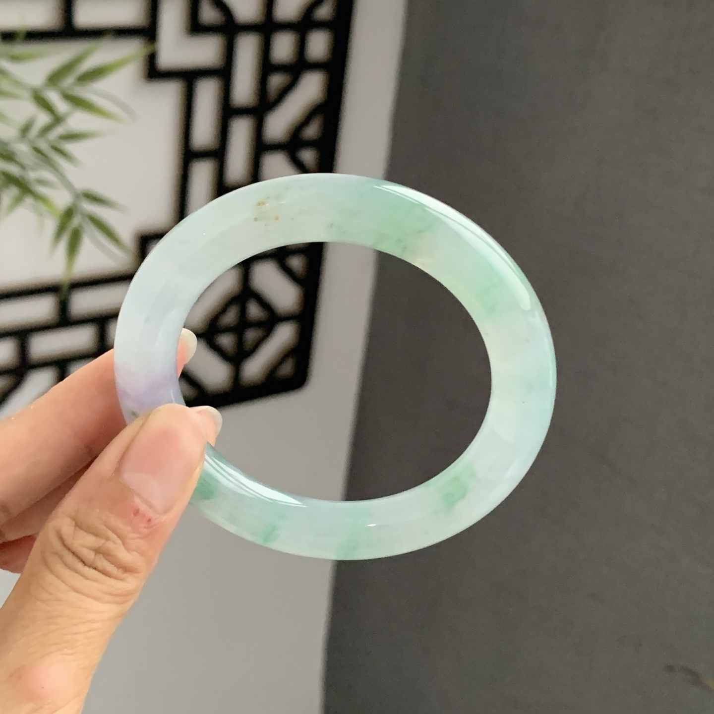 070732JM 春彩圆条翡翠手镯 54.2-10.1