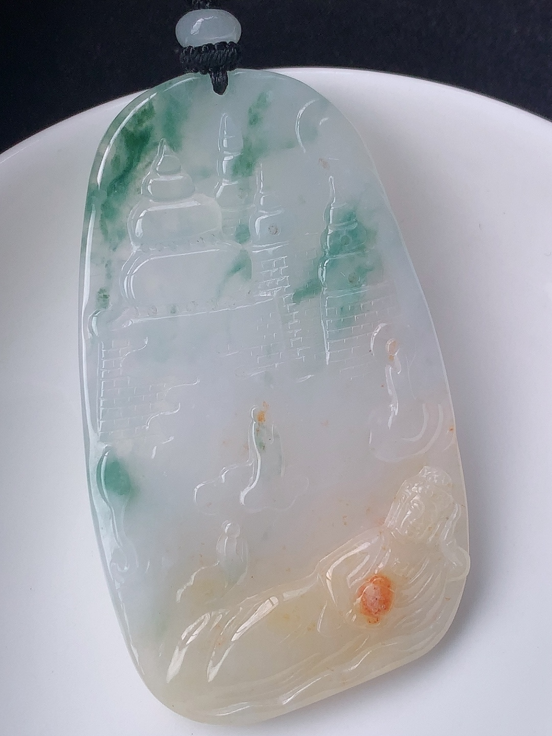 三彩如来挂件料子冰胶细腻  品相喜悦，佩戴简约时尚，61.5-36.4-4.6