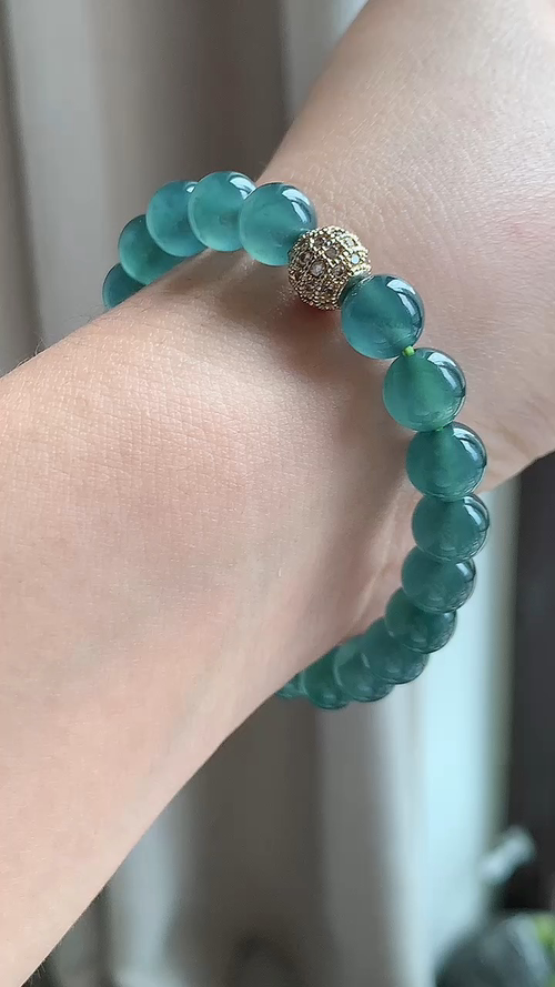 ️天然翡翠，冰蓝手串 尺寸8 az76