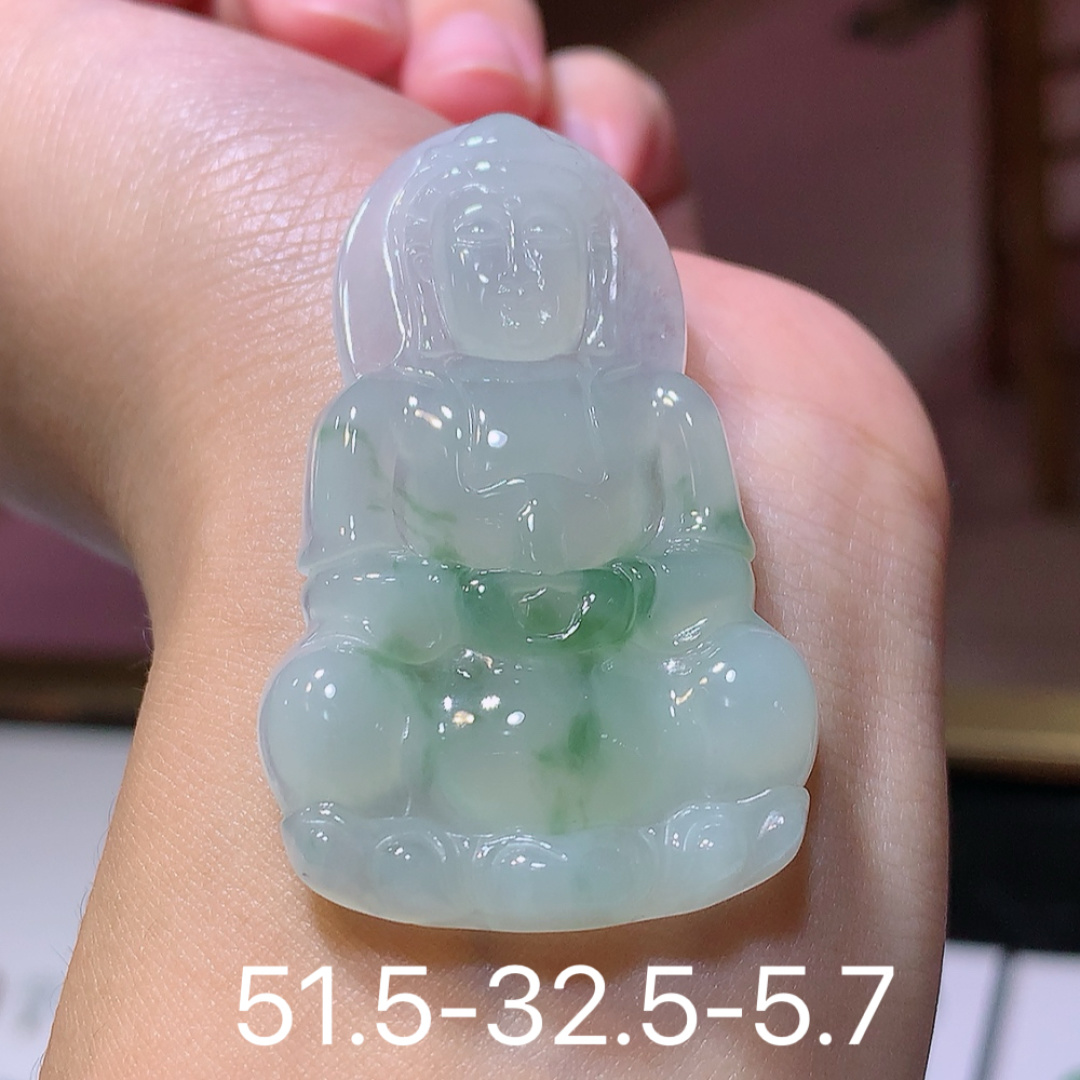 冰飘花观音挂件  品相讨喜   佩戴吉祥美好 货号03707，51.5-32.5-5.7