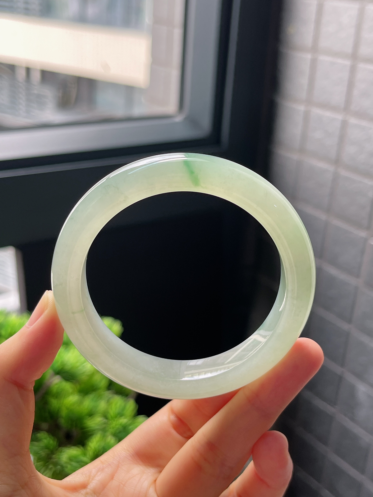 圈口55.3，冰糯种飘花翡翠正圈手镯