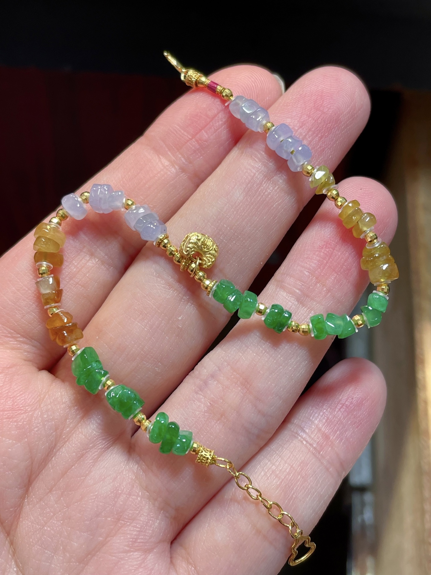 ️ 缅甸天然翡翠手链，含18K配件，老坑好种起胶的手链，工艺精湛，4.7