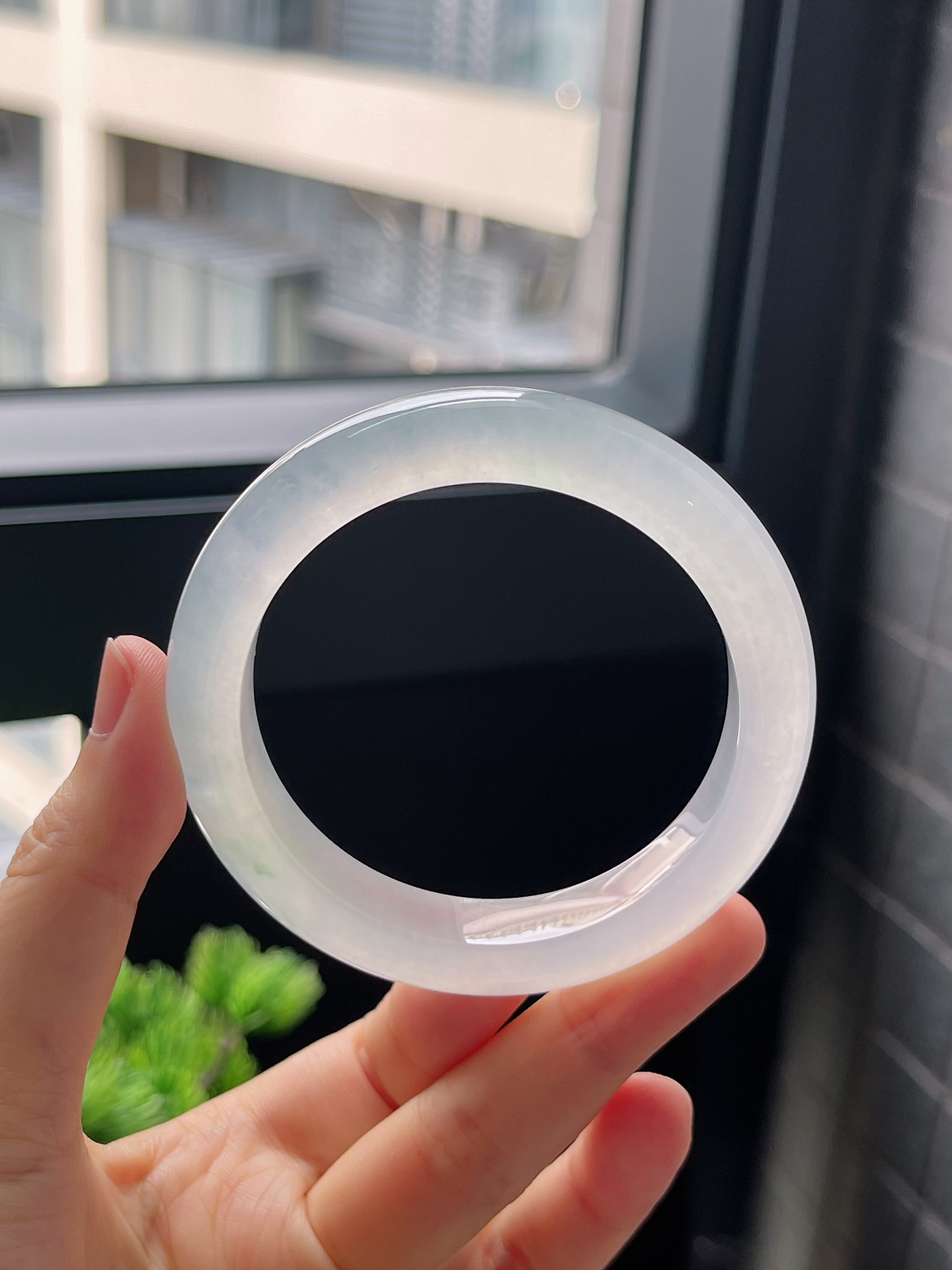 圈口54，白冰翡翠正圈手镯