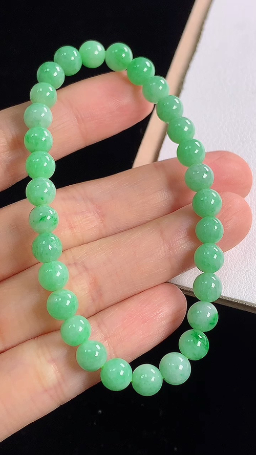 冰绿手链，尺寸:6.3-6.3mm