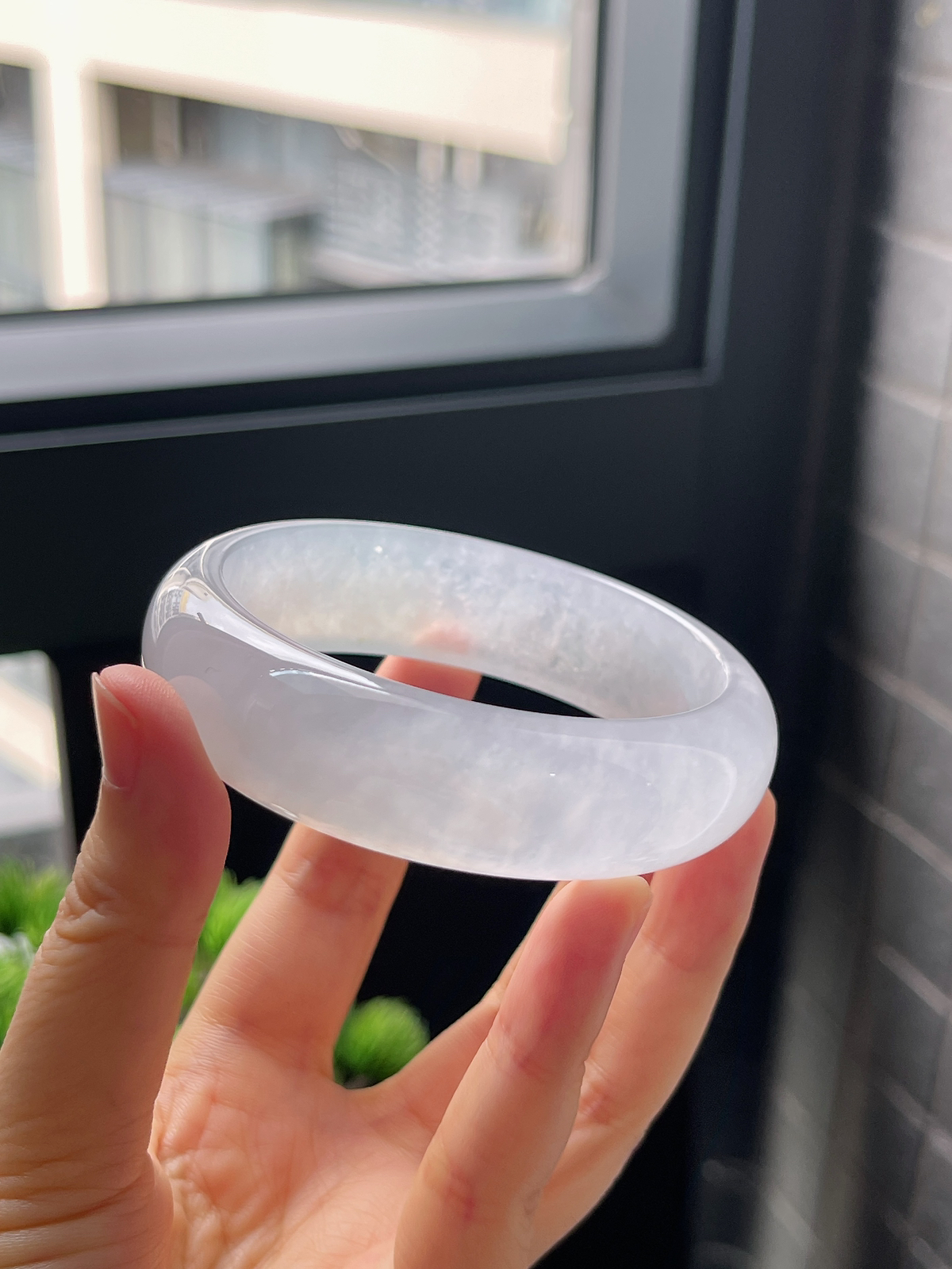 圈口57.3，冰种宽版翡翠手镯