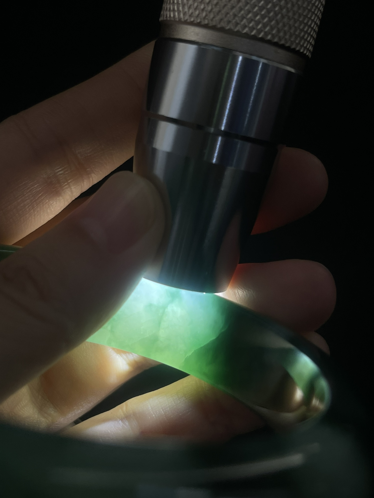 圈口59，冰糯种飘花翡翠正圈手镯