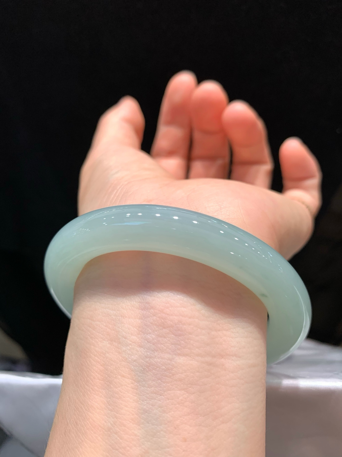 尺寸54.9/10.4，冰晴圆条手镯， 水润细腻 种老