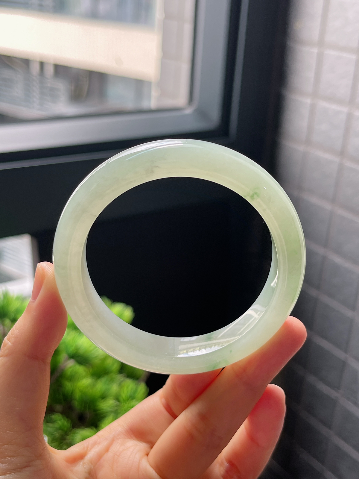 圈口55.3，冰糯种飘花翡翠正圈手镯