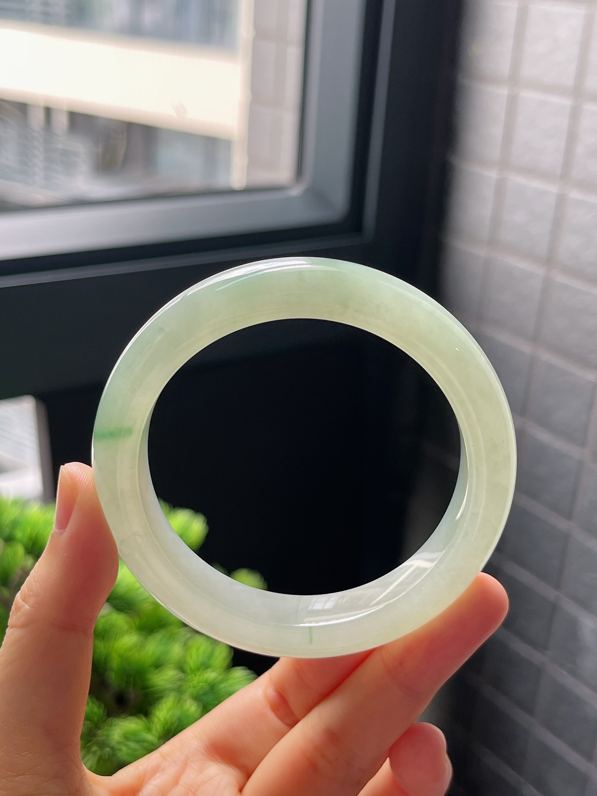 圈口55.3，冰糯种飘花翡翠正圈手镯
