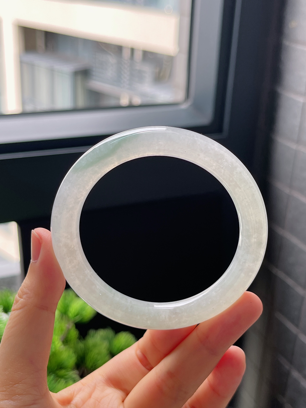 圈口54.7，冰糯种飘花翡翠圆条手镯