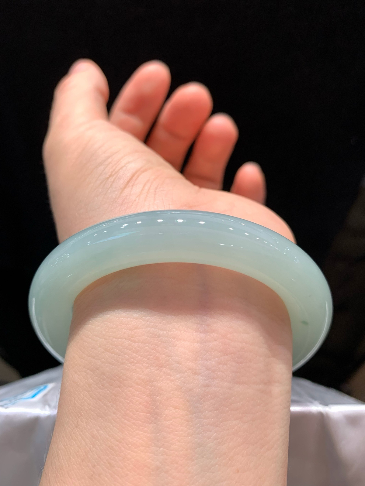 尺寸54.9/10.4，冰晴圆条手镯， 水润细腻 种老