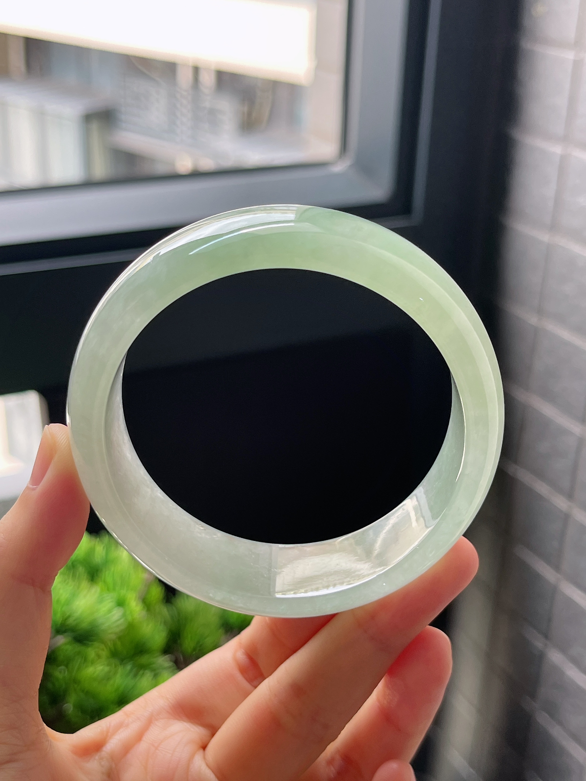 圈口60.3，冰糯种宽版翡翠手镯