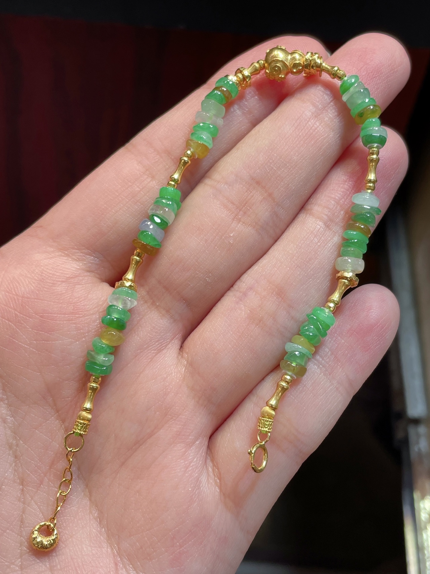 ️ 缅甸天然翡翠手链，含18K配件，老坑好种起胶的手链，工艺精湛，4.5