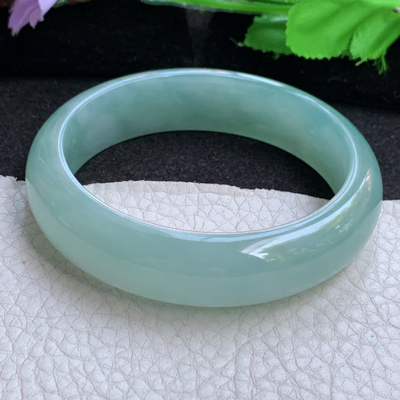 js实拍57*15*7.8轮胎镯 缅甸翡翠a货玉手镯高品质冰晴宽边玉手环