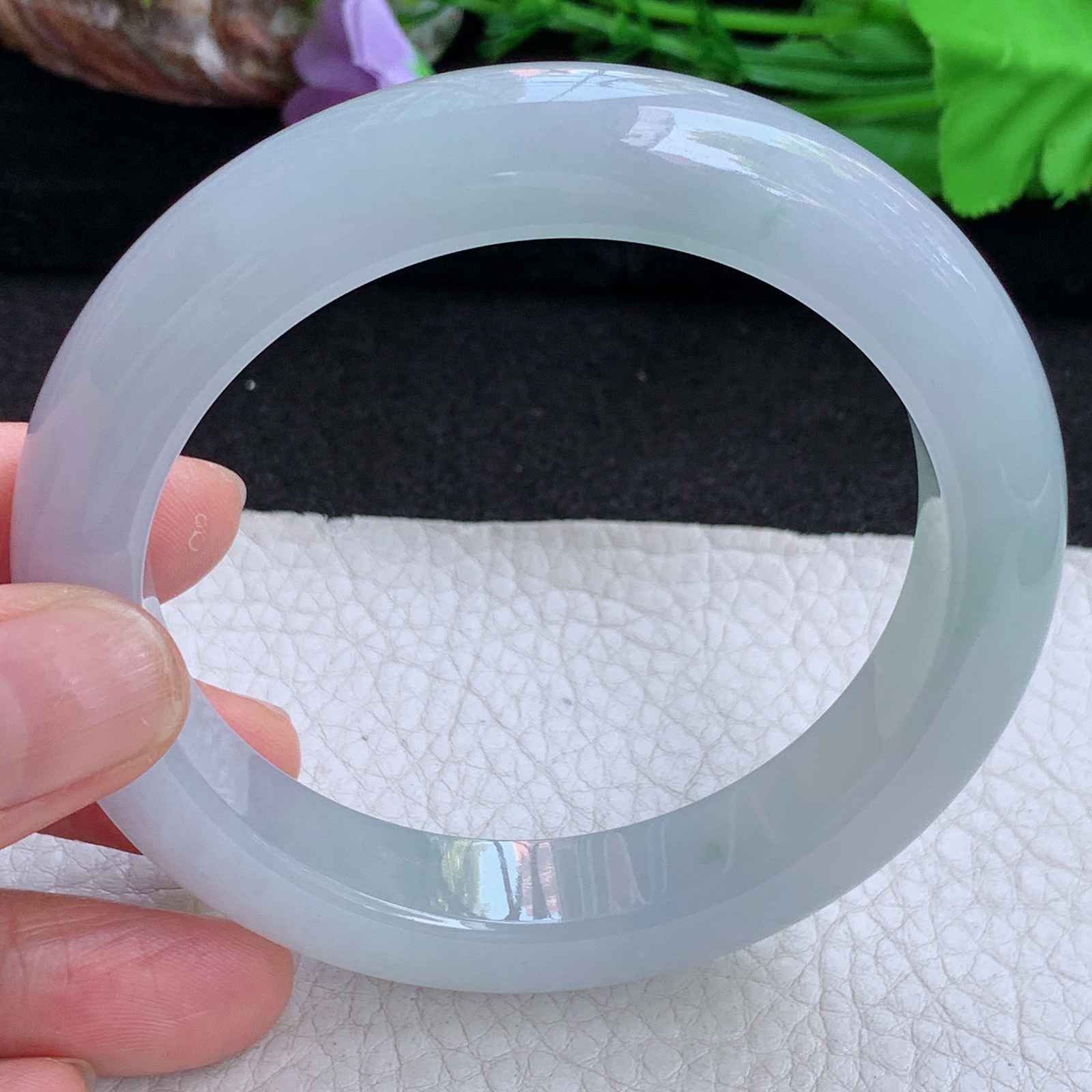 lx大圈口60.5*12.8*10平安镯 缅甸翡翠a货玉手镯高品质冰纯飘花厚装玉手环