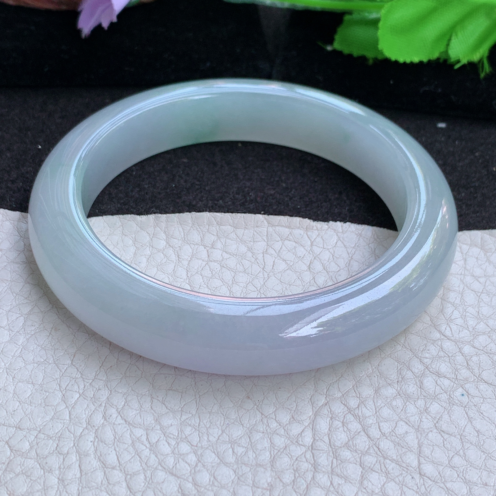 lx大圈口60.5*12.8*10平安镯 缅甸翡翠a货玉手镯高品质冰纯飘花厚装玉手环