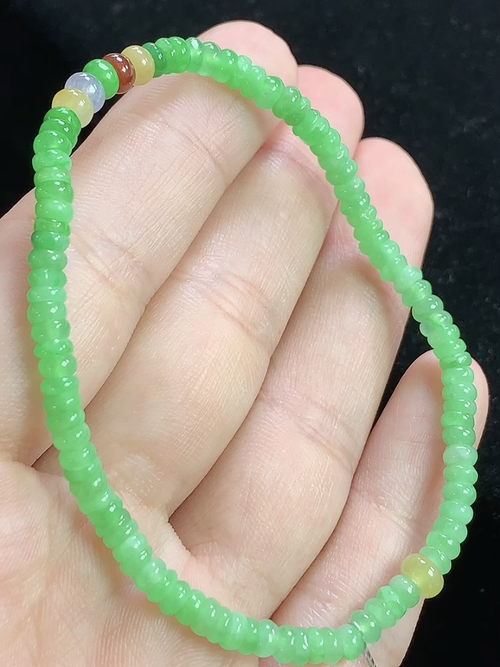 冰多彩算盘珠手串，尺寸4.3-2.7mm，Q10nfy