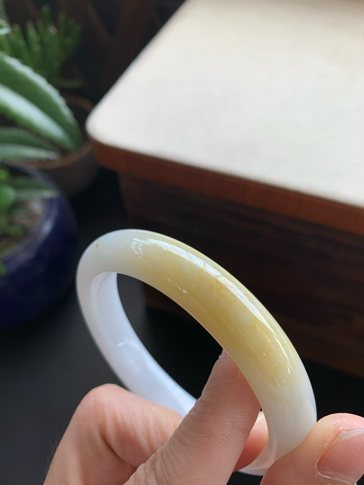 59.5圈口黄翡正圈手镯